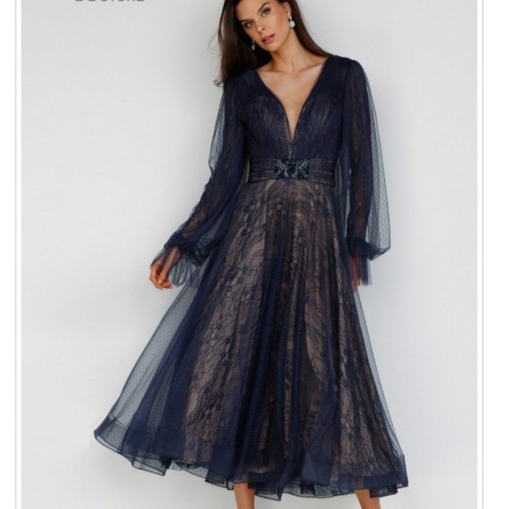 Plunge Neck Tea Length